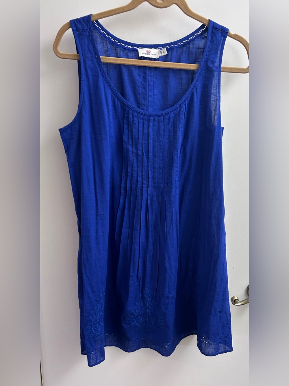 VINEYARD VINES Flower Block Embroidered Cover Up Dress ROYAL OCEAN Blue Medium